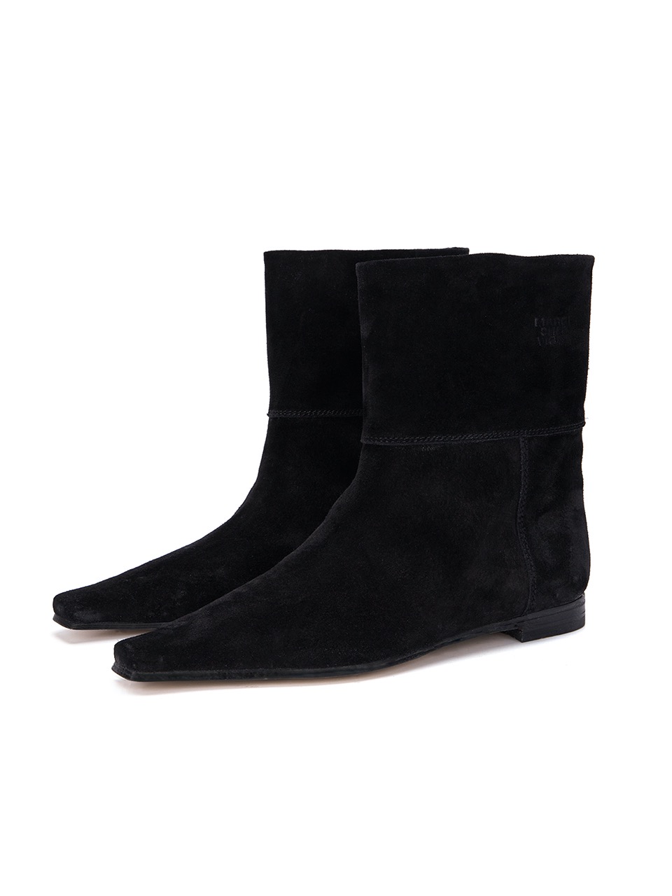 POINTED TOE ANKLE BOOTS_black suede
