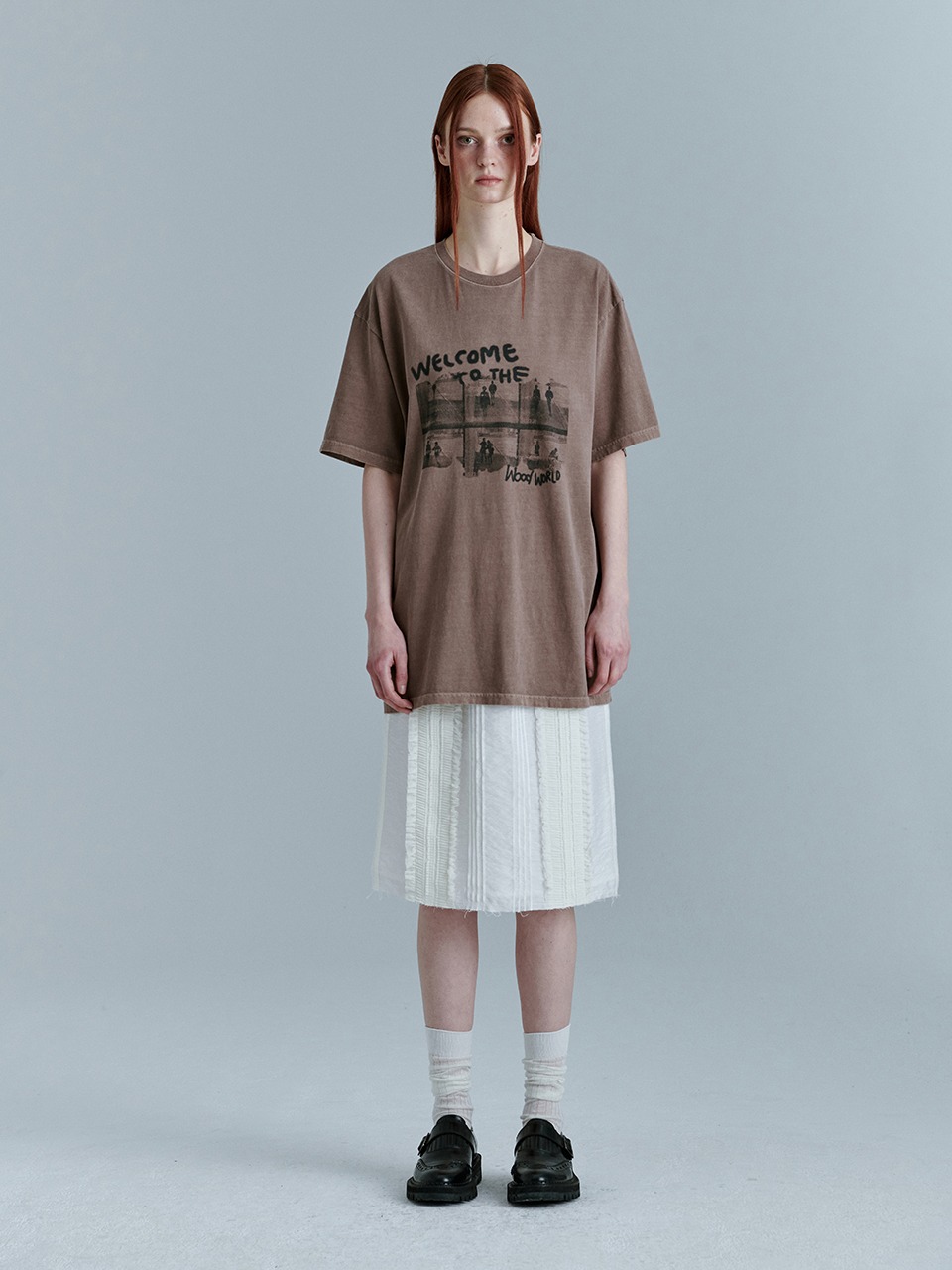 OVER-FIT WOOD WORLD T-SHIRT_brown