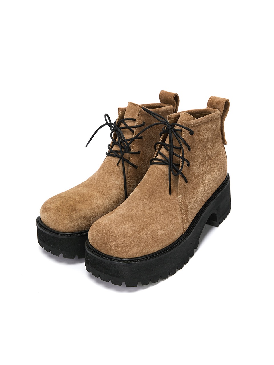 LACE-UP ANKLE BOOTS_camel suede